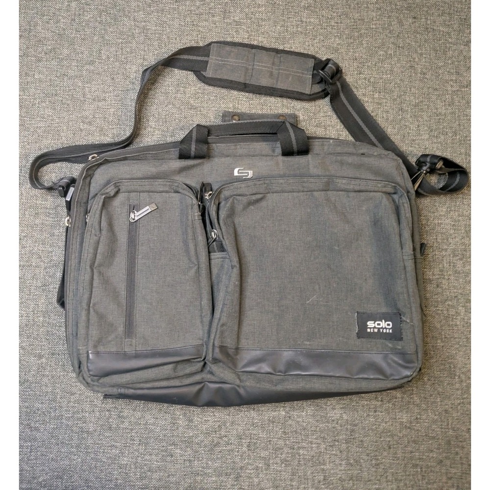 Solo New York Laptop Hybrid Backpack /Convertible Briefcase Gray Messenger Bag